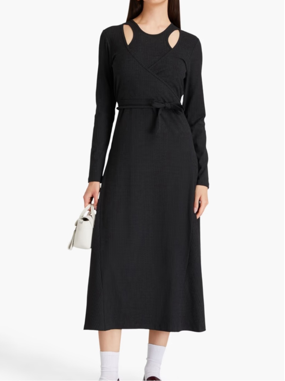 Ganni NWT Dark Gray Wrap Top Midi Dress